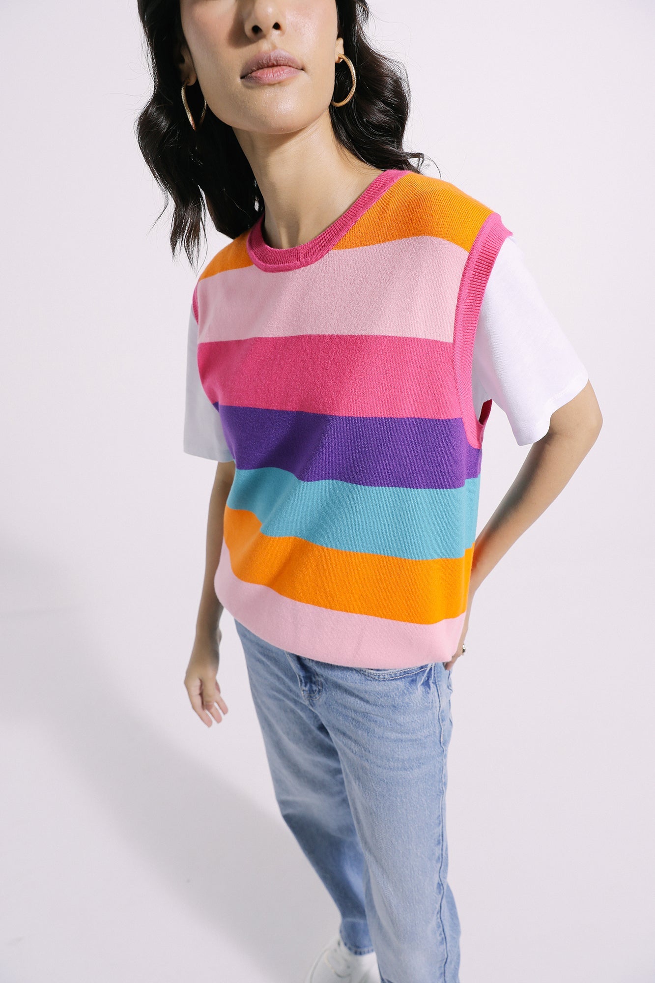 Ethnic - STRIPED KNIT VEST (E0559/108/408)