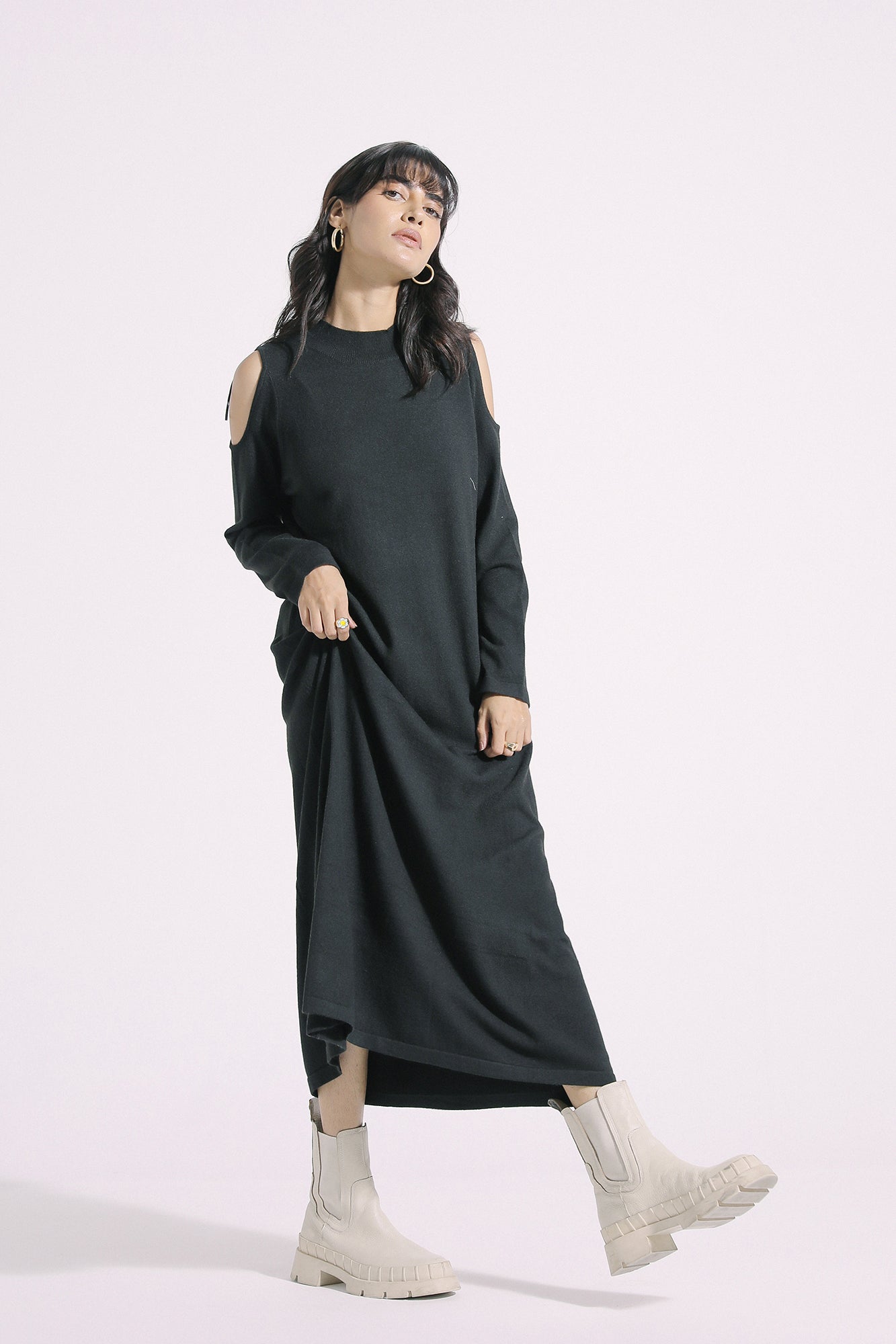 Ethnic - COLD SHOULDER KNIT MIDI DRESS (E0648/108/902)