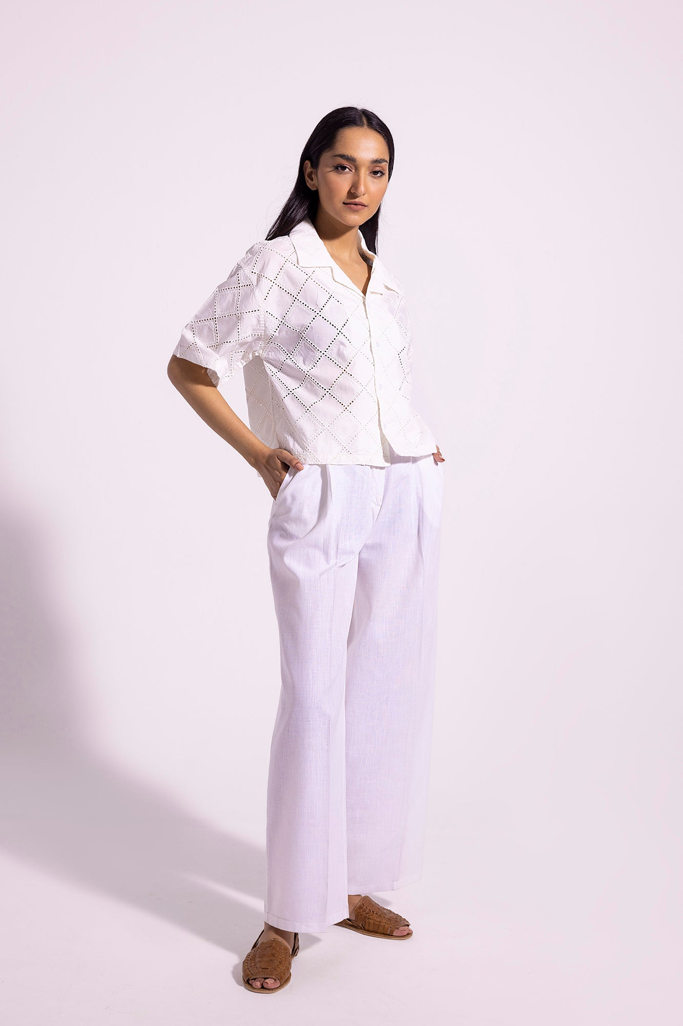 Ethnic - SCHIFFLI EMBROIDERED SHIRT (E0813/108/001)