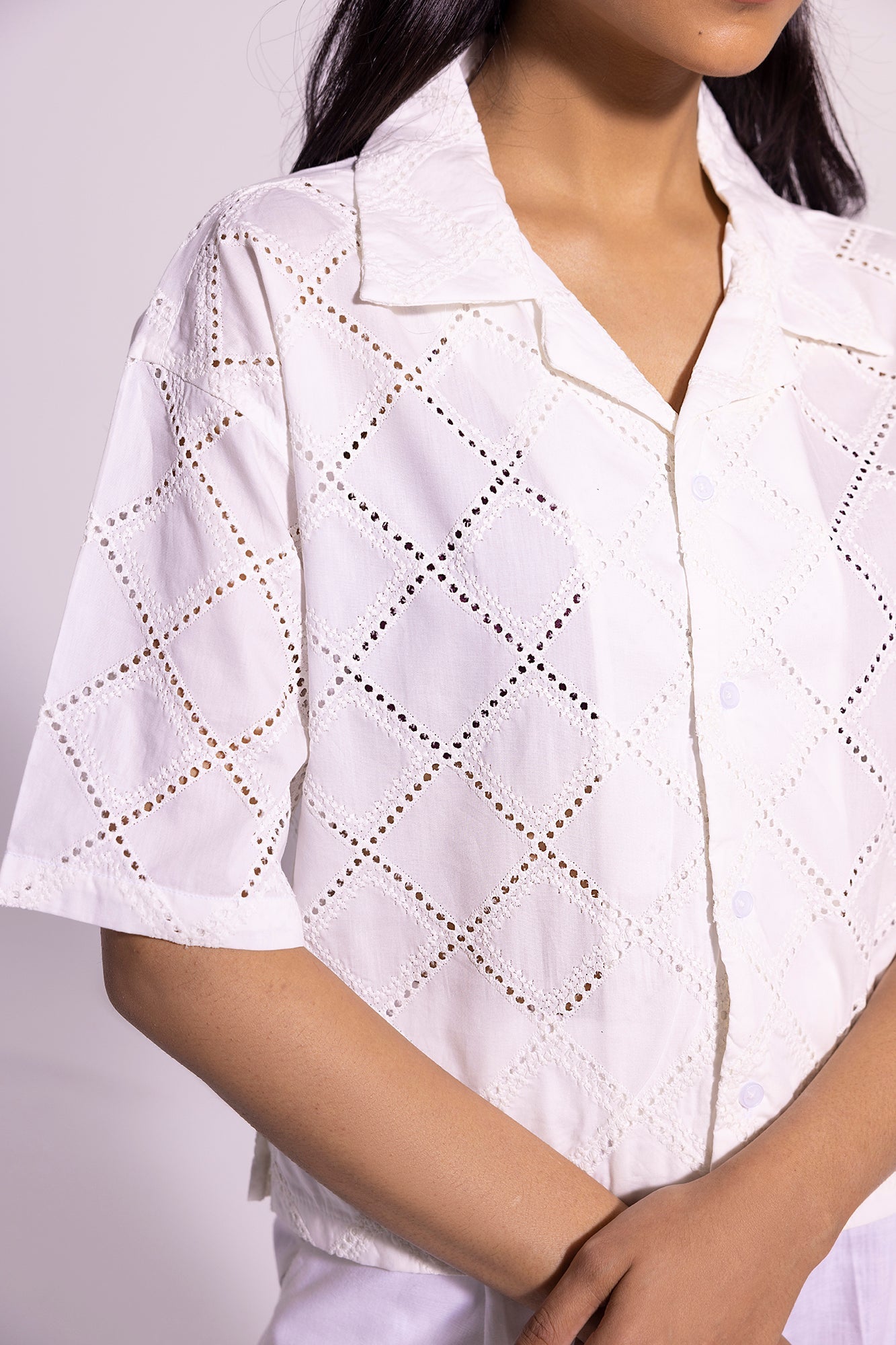 Ethnic - SCHIFFLI EMBROIDERED SHIRT (E0813/108/001)