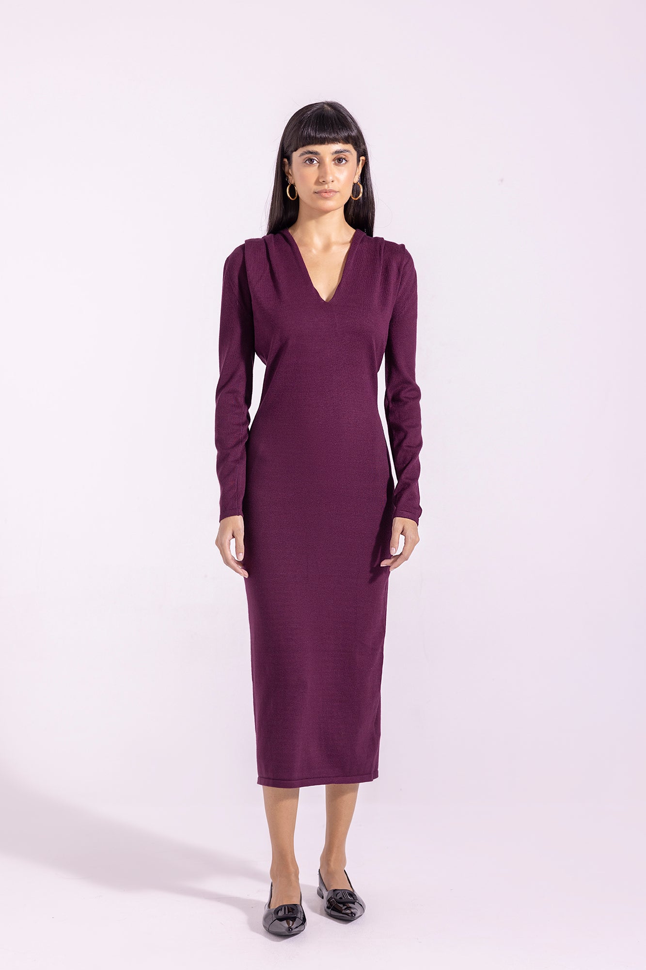 Ethnic - SOLID V-NECK DRESS (E1202/108/414)