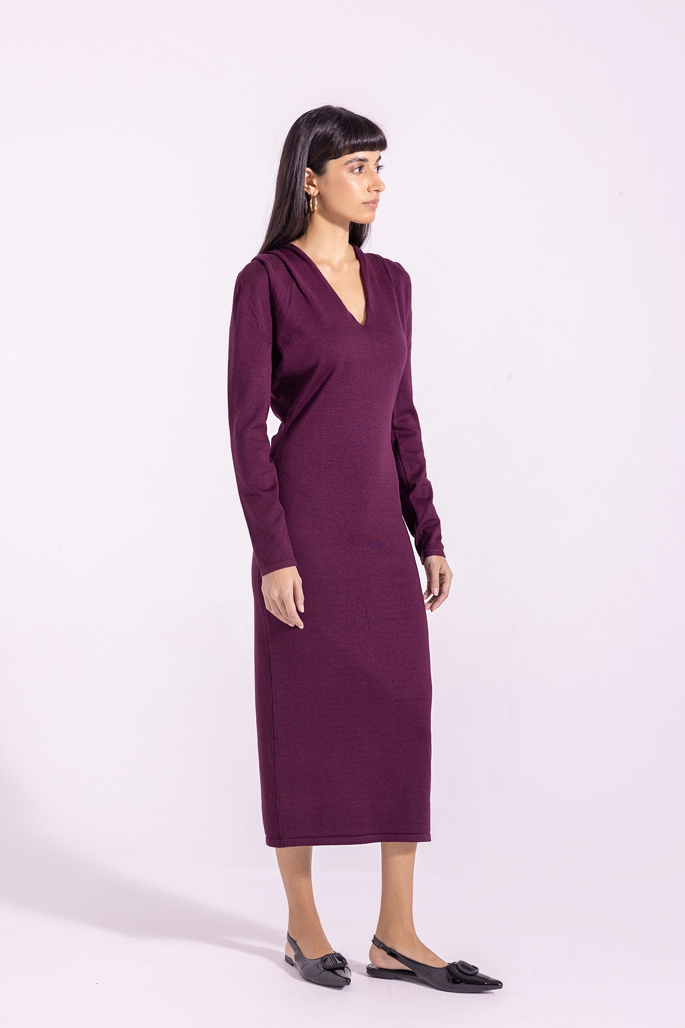 Ethnic - SOLID V-NECK DRESS (E1202/108/414)