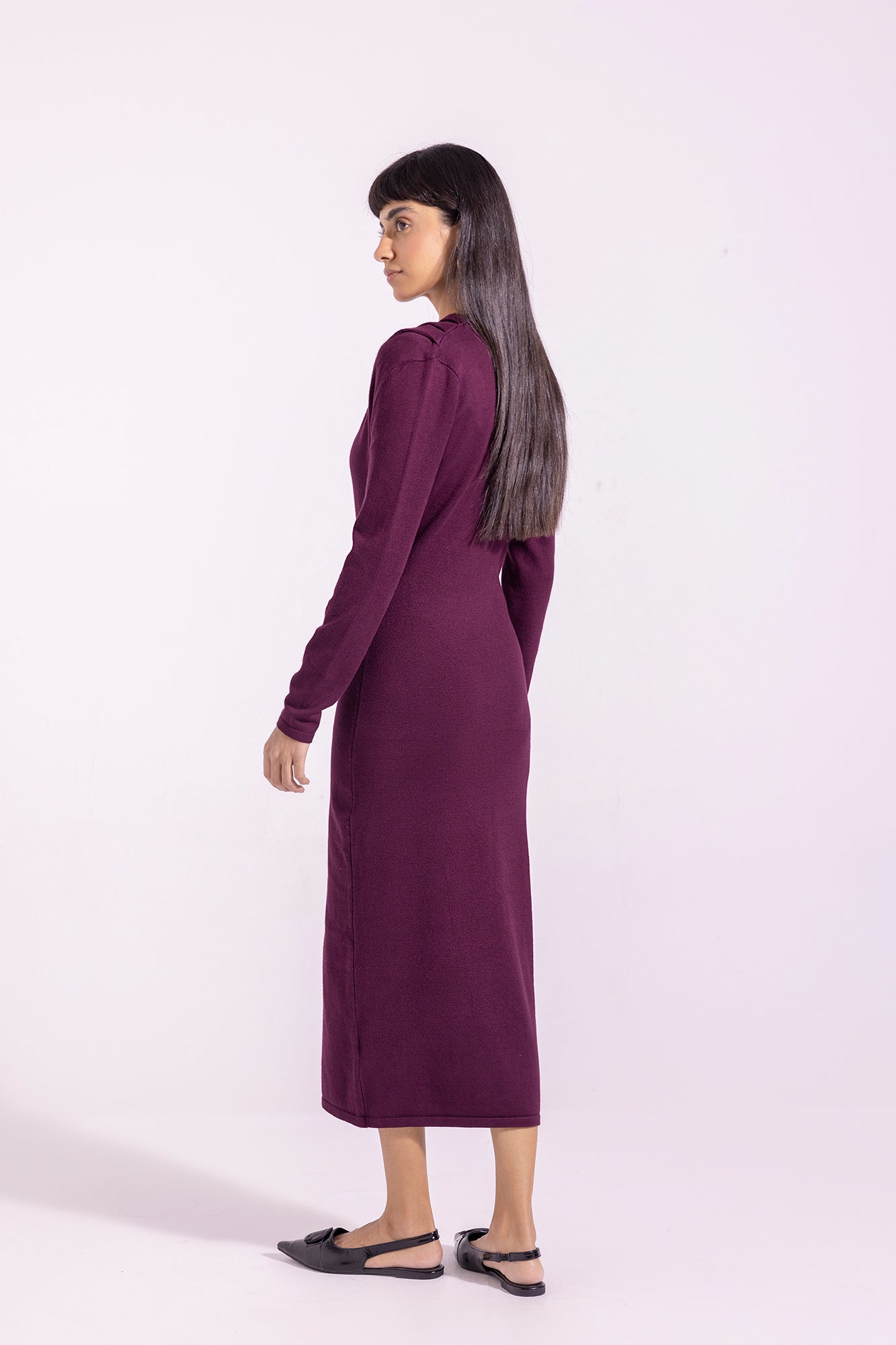 Ethnic - SOLID V-NECK DRESS (E1202/108/414)