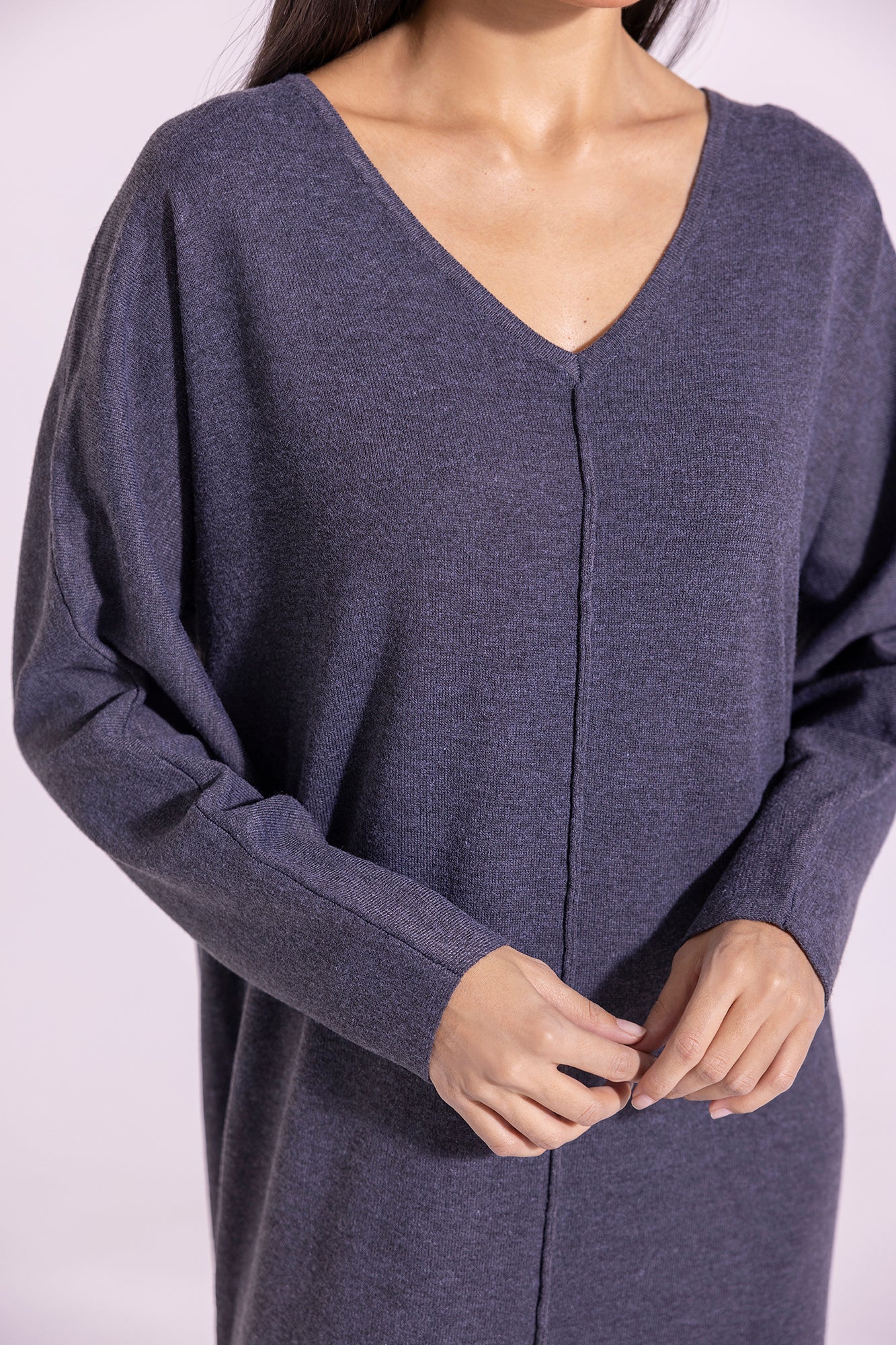 Ethnic - SOLID V-NECK DRESS (E1204/108/906)