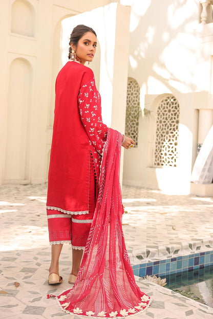 3 Pc Embroidered Lawn Suit With Poly Chiffon Dupatta