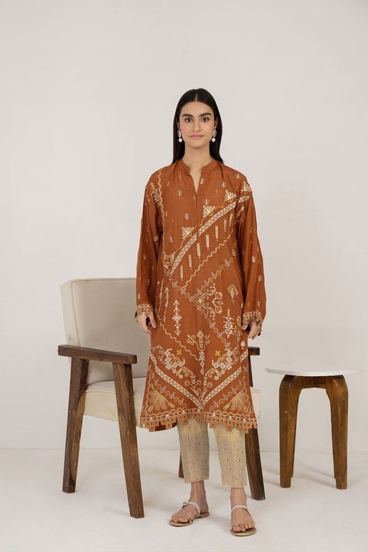 Embroidered Raw Silk Kurti