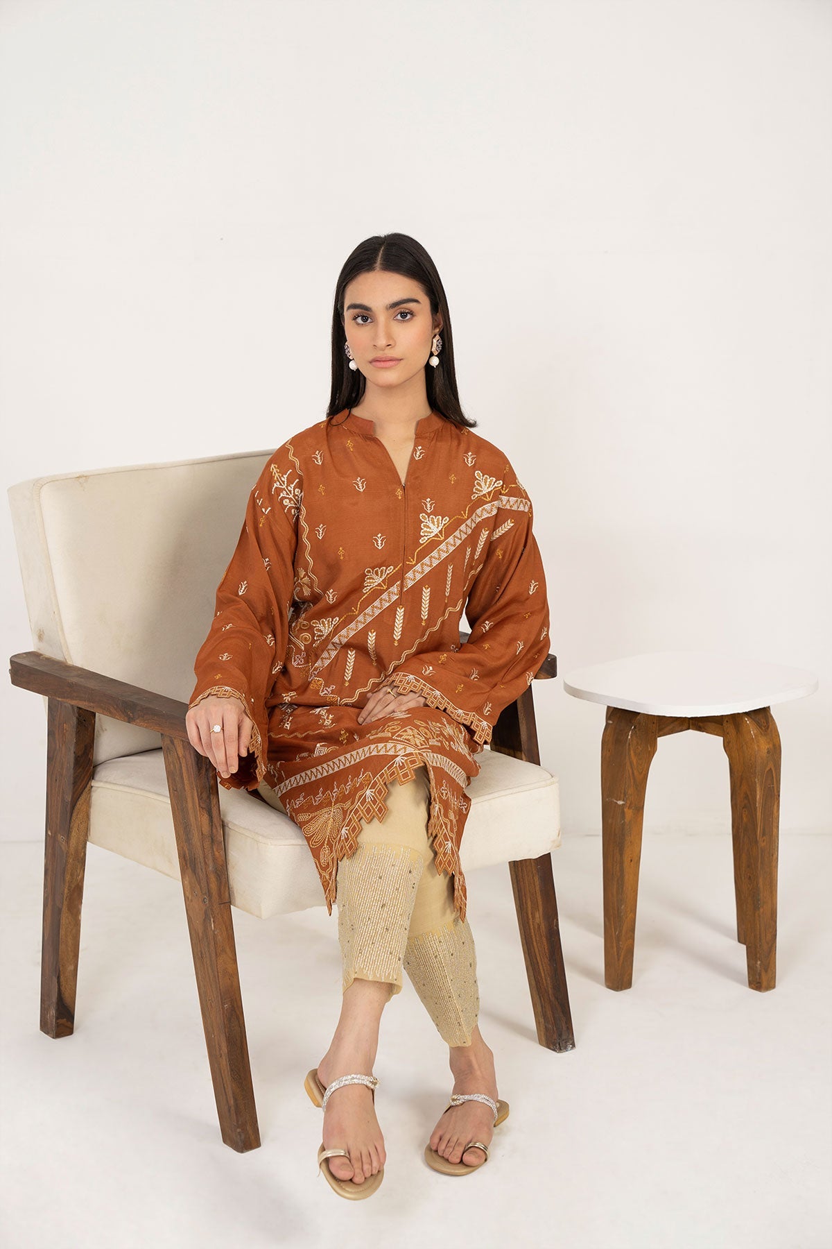 Embroidered Raw Silk Kurti