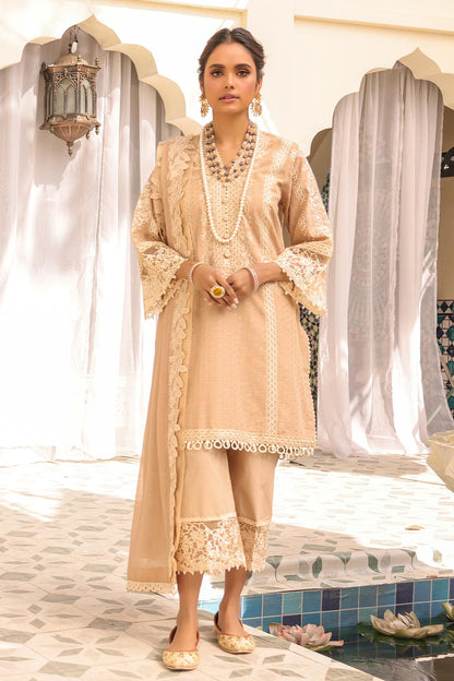 3 Pc Embroidered Jacquard Suit With Poly Chiffon Dupatta