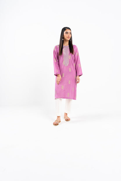 Dyed Embroidered Zari Lawn Kurti