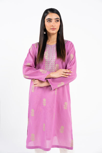 Dyed Embroidered Zari Lawn Kurti