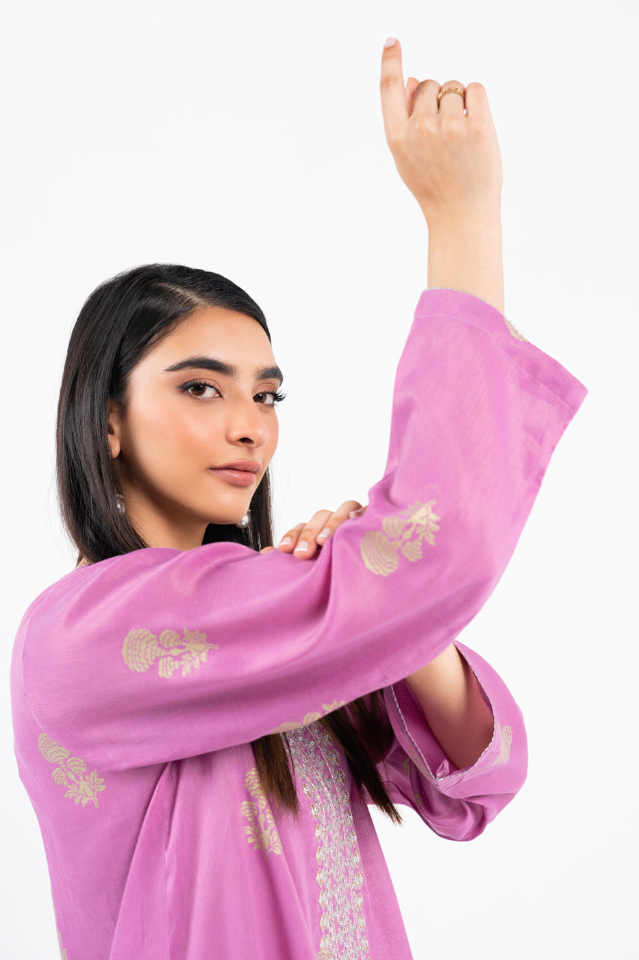 Dyed Embroidered Zari Lawn Kurti