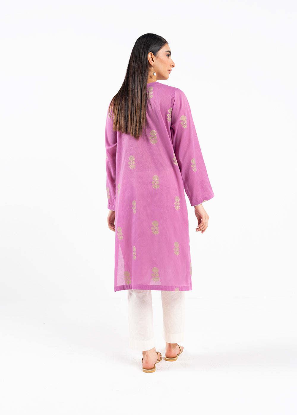 Dyed Embroidered Zari Lawn Kurti