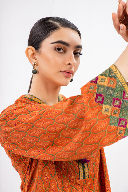 Printed Embroidered Silk Kurti