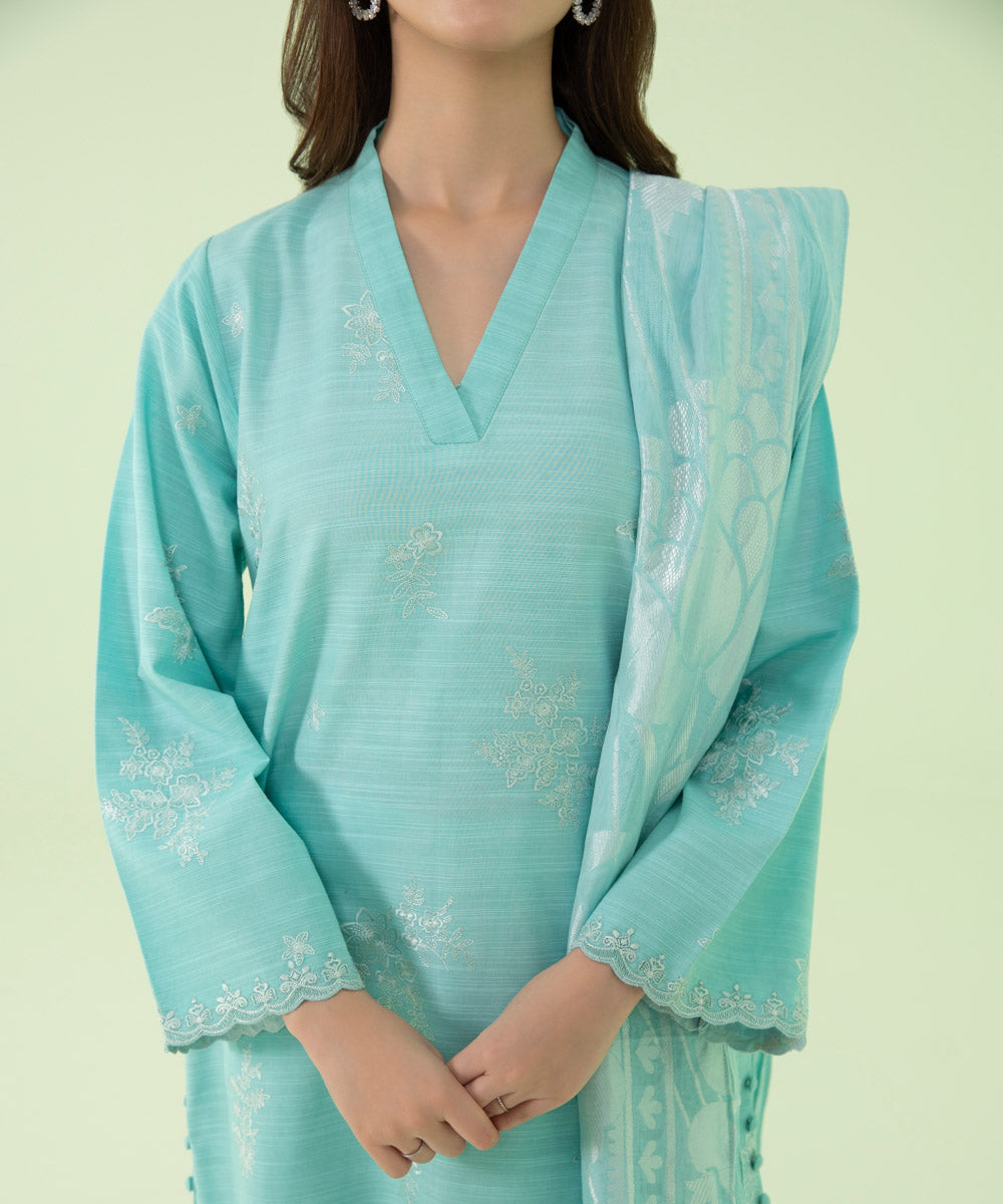 Sapphire - 3 Piece - Embroidered Light Khaddar Suit