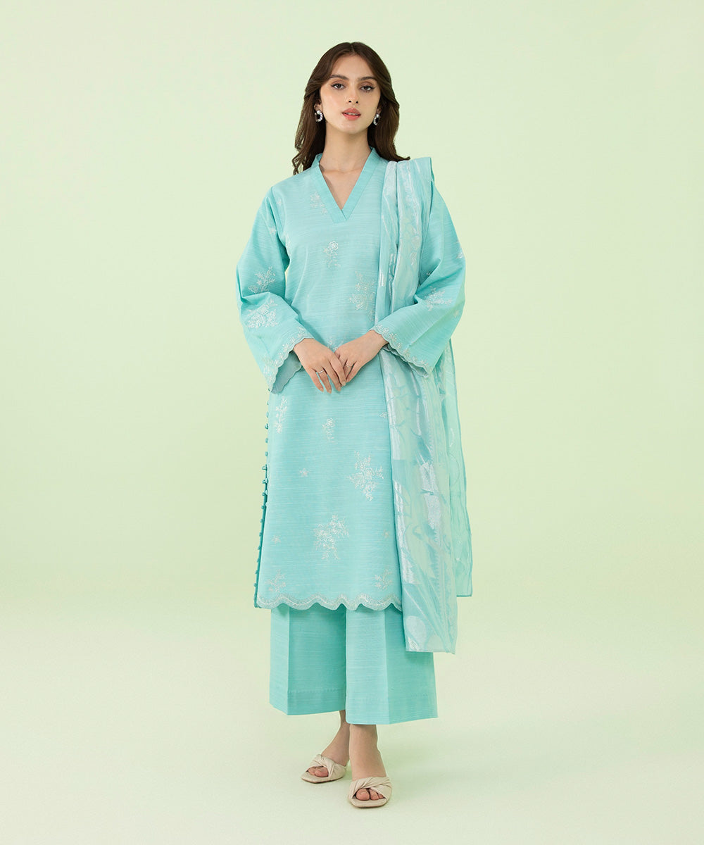 Sapphire - 3 Piece - Embroidered Light Khaddar Suit