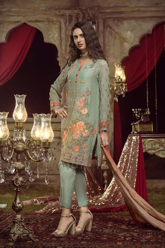 Adan's Libas - ENVY - EMBROIDERED CHIFFON UNSTITCHED 3 PIECE