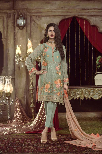 Adan's Libas - ENVY - EMBROIDERED CHIFFON UNSTITCHED 3 PIECE