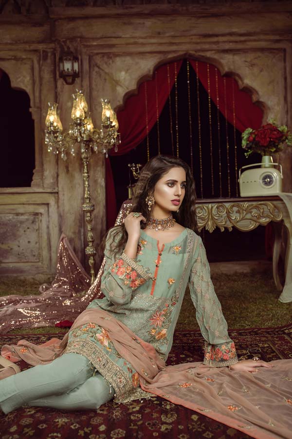 Adan's Libas - ENVY - EMBROIDERED CHIFFON UNSTITCHED 3 PIECE