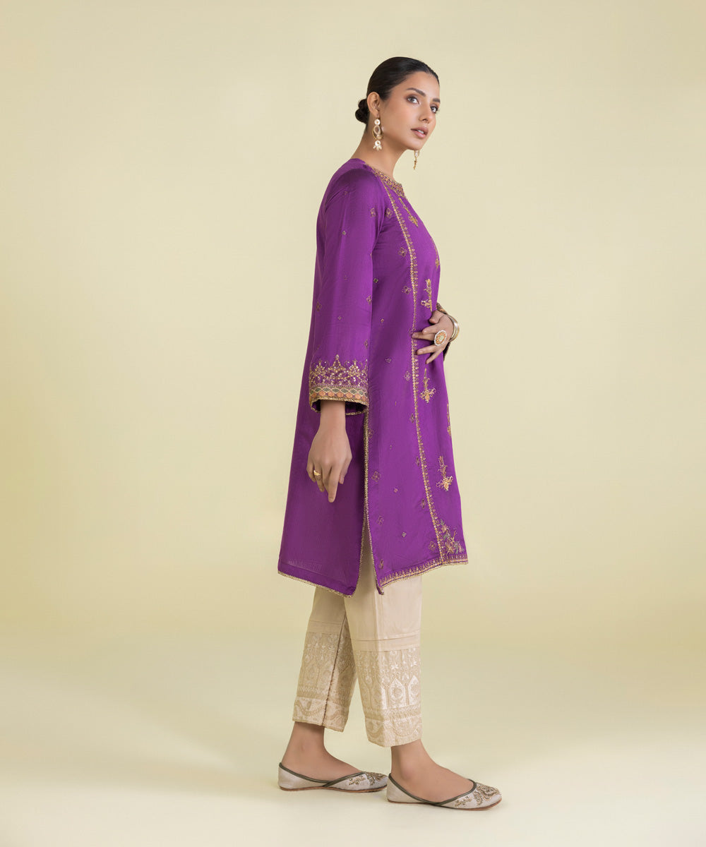 Embroidered Cotton Net Shirt
