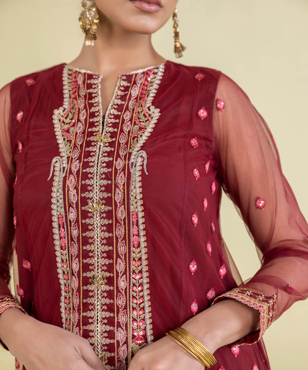 Embroidered Net Shirt