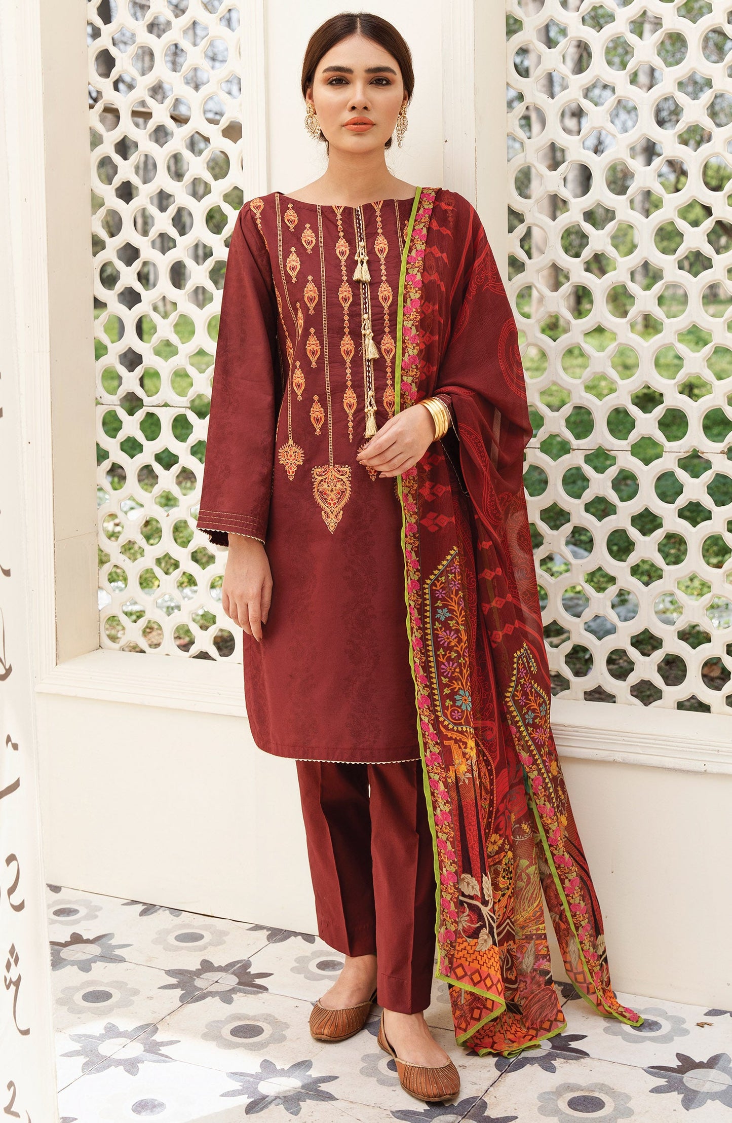 Orient - Unstitched 3 Piece Embroidered Jacquard Suit