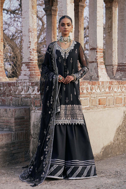 4 Pc Embroidered Chiffon Suit With Chiffon Dupatta