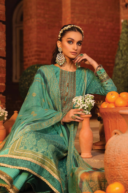 2 Pc Embroidered Cambric Suit With Poly Chiffon Dupatta