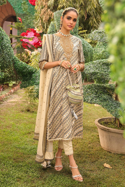 2 Pc Embroidered Cambric Suit With Poly Chiffon Dupatta