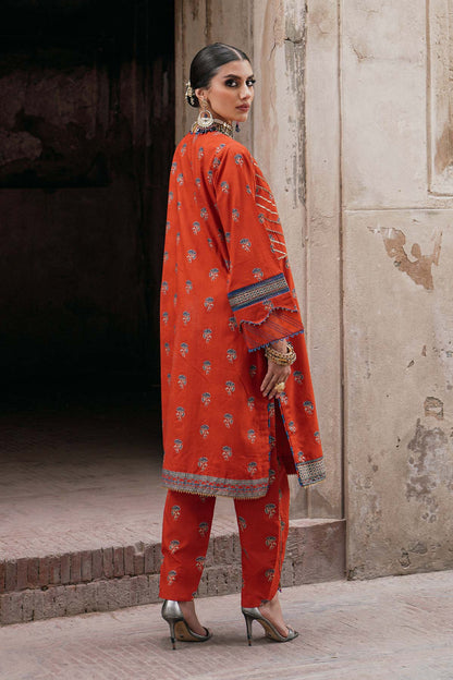 2 Pc Embroidered Cambric Suit With Cambric Trouser