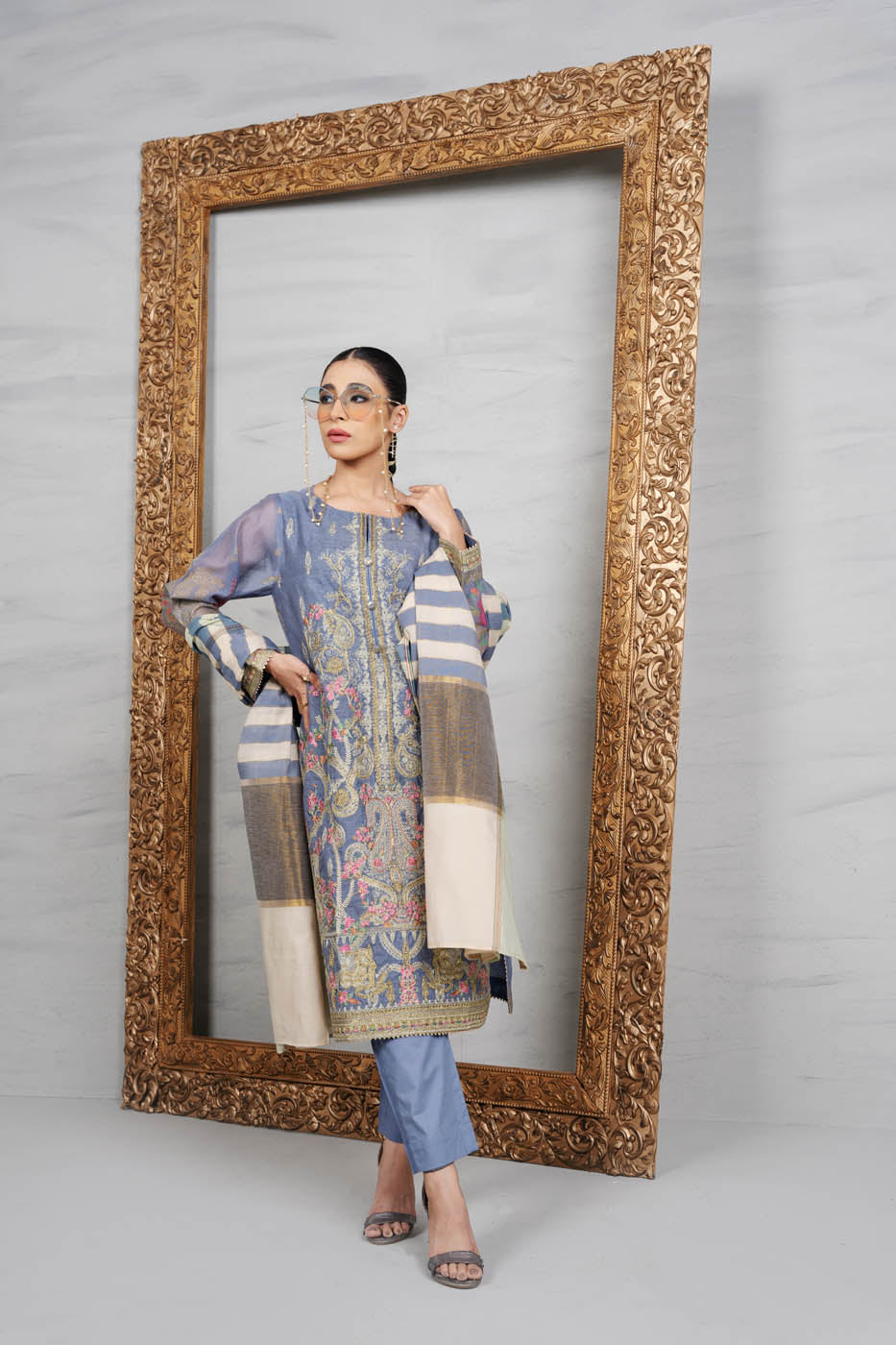3 Pc Cotton Net Outfit