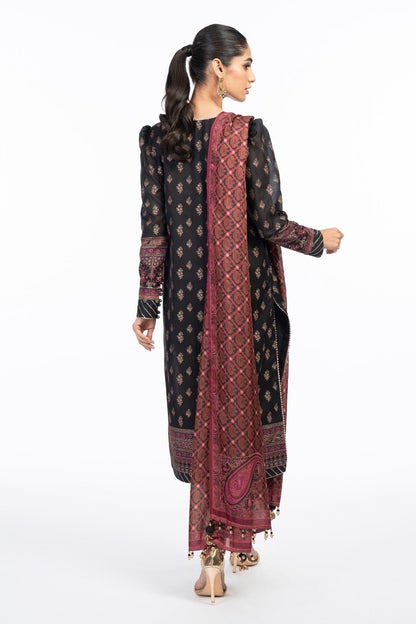 3 Pc Embroidered Cotton Silk Suit With Silk Dupatta