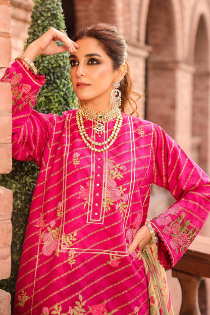 3 Pc Embroidered Jacquard Suit With Poly Lawn Dupatta