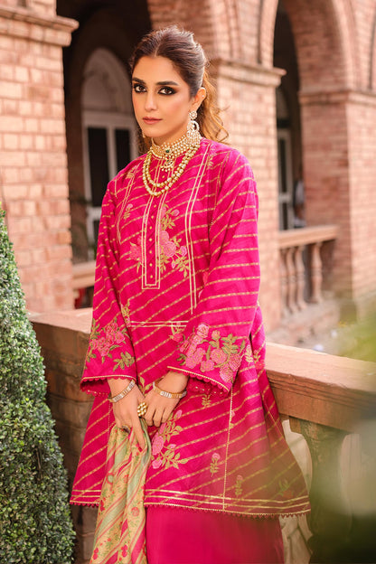 3 Pc Embroidered Jacquard Suit With Poly Lawn Dupatta