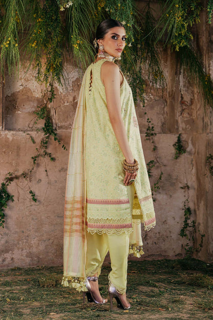 3 Pc Embroidered Two Way Slub Suit With Yarn Dyed Dupatta