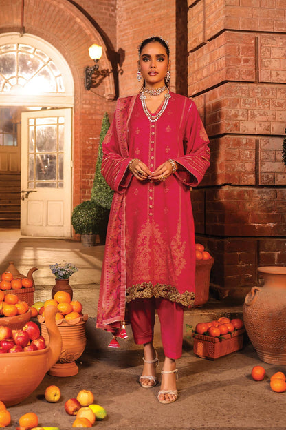 3 Pc Embroidered Jacquard Suit With Poly Lawn Dupatta