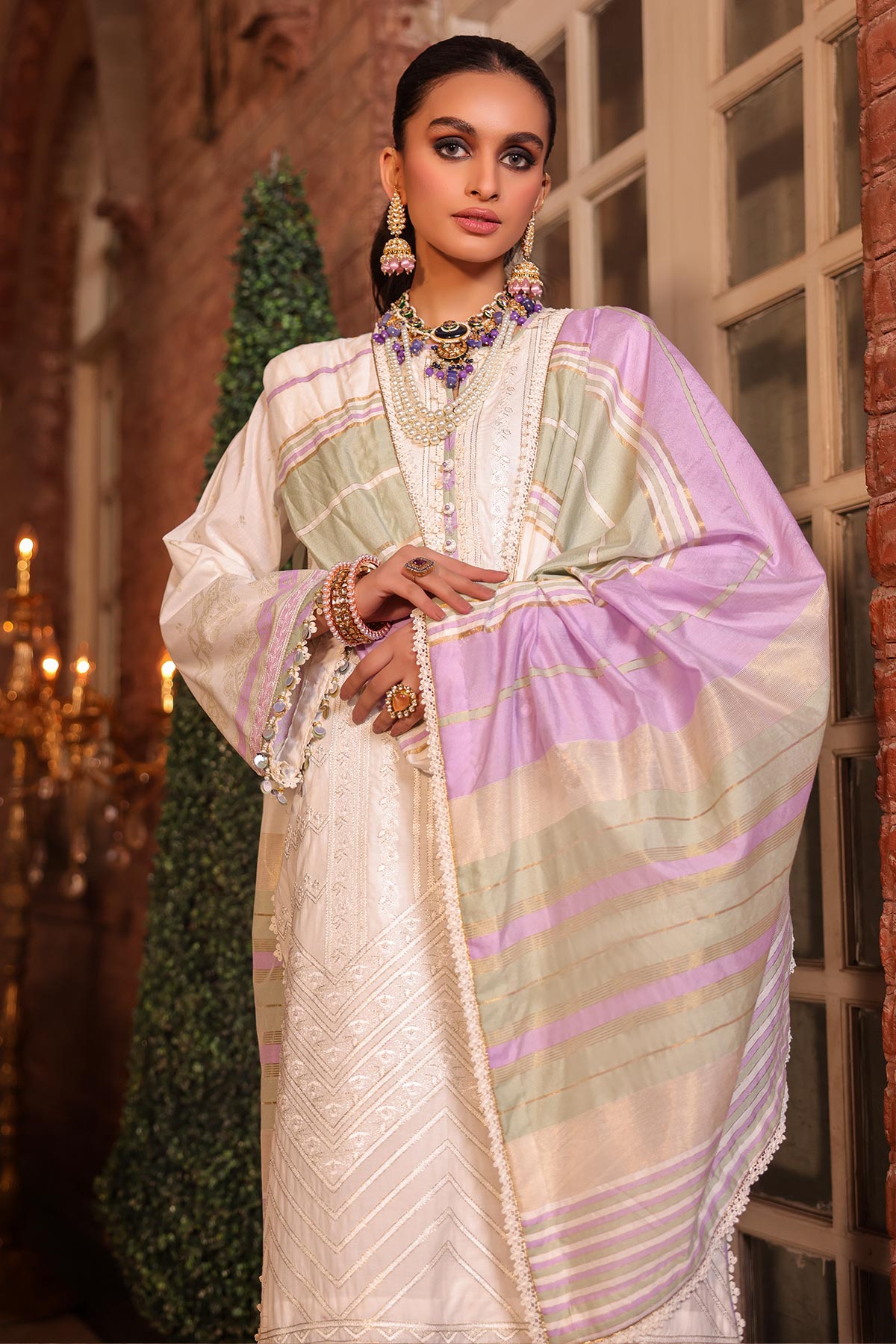 3 Pc Embroidered Lawn Suit With Yarn Dyed Dupatta