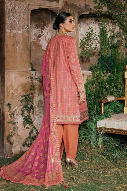 2 Pc Embroidered Cambric Suit With Chiffon Dupatta