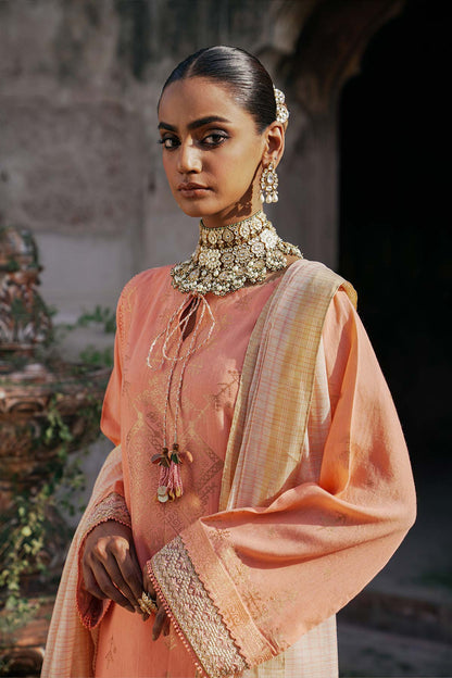 3 Pc Embroidered Jacquard Suit With Yarn Dyed Dupatta