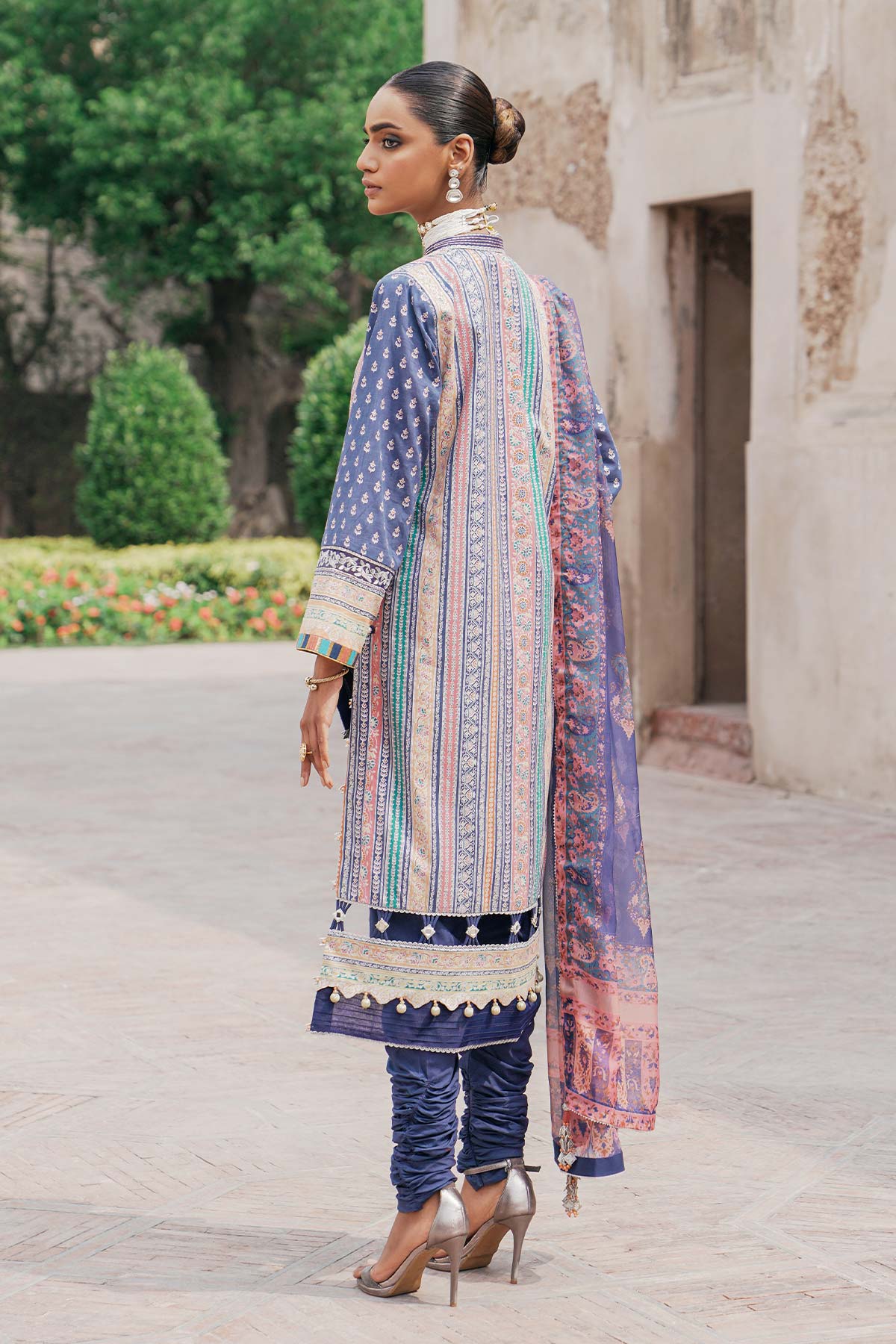 3 Pc Embroidered Lawn Suit With Poly Silk Dupatta