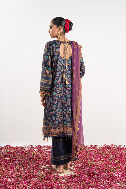 3 Pc Embroidered Doriya Suit With Chiffon Dupatta