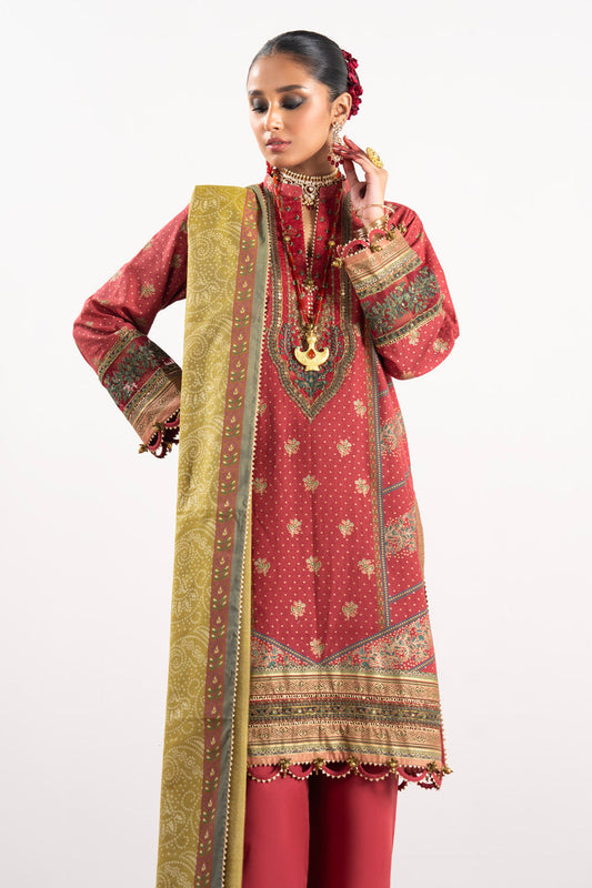 2 Pc Embroidered Heavy Cambric Suit With Lawn Dupatta