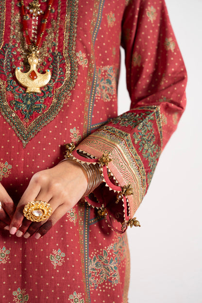 2 Pc Embroidered Heavy Cambric Suit With Lawn Dupatta