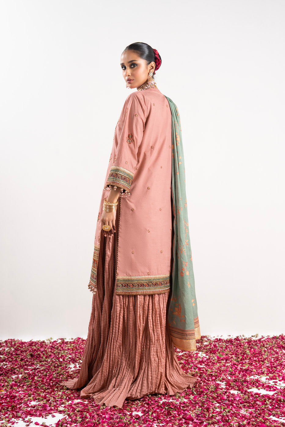 3 Pc Embroidered Cambric Suit With Cotton Silk Dupatta