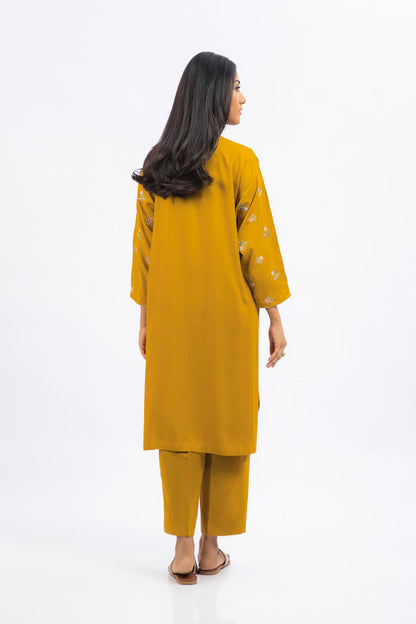 Dyed Embroidered Raw Silk Kurti
