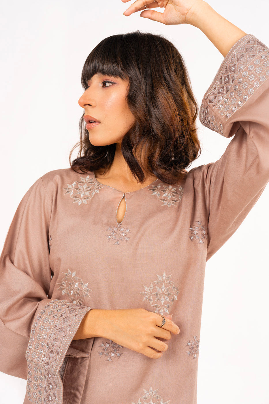 2 Pc Embroidered Raw Silk Outfit