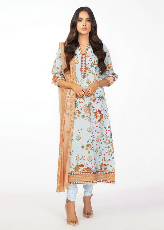 2 Pc Printed Lawn Suit With Lawn Dupatta