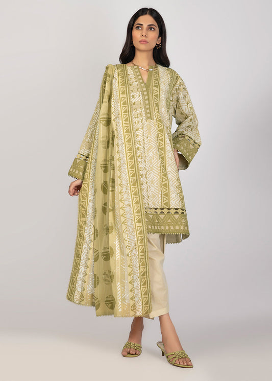 2 Pc Printed Lawn Suit With Lawn Dupatta