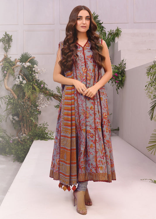 2 Pc Printed Lawn Suit With Lawn Dupatta