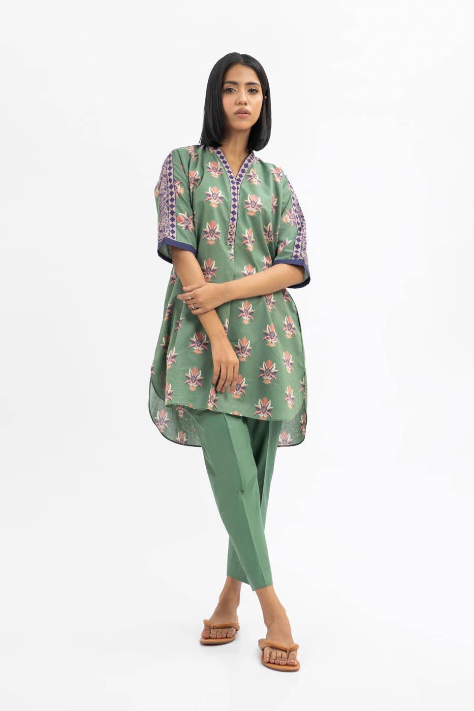 Printed Embroidered Lawn Kurti