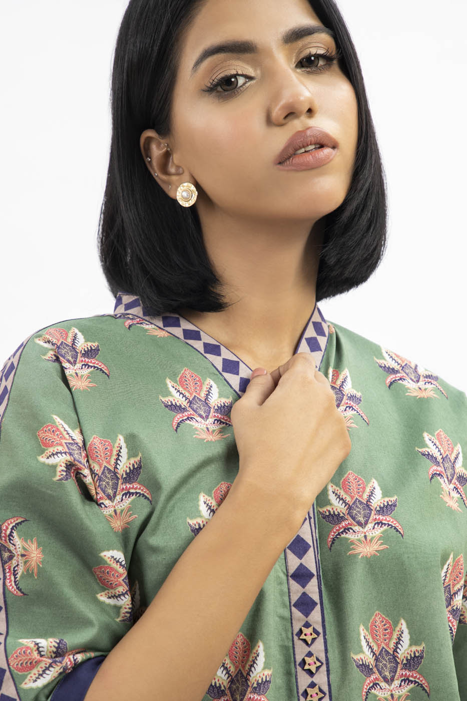 Printed Embroidered Lawn Kurti